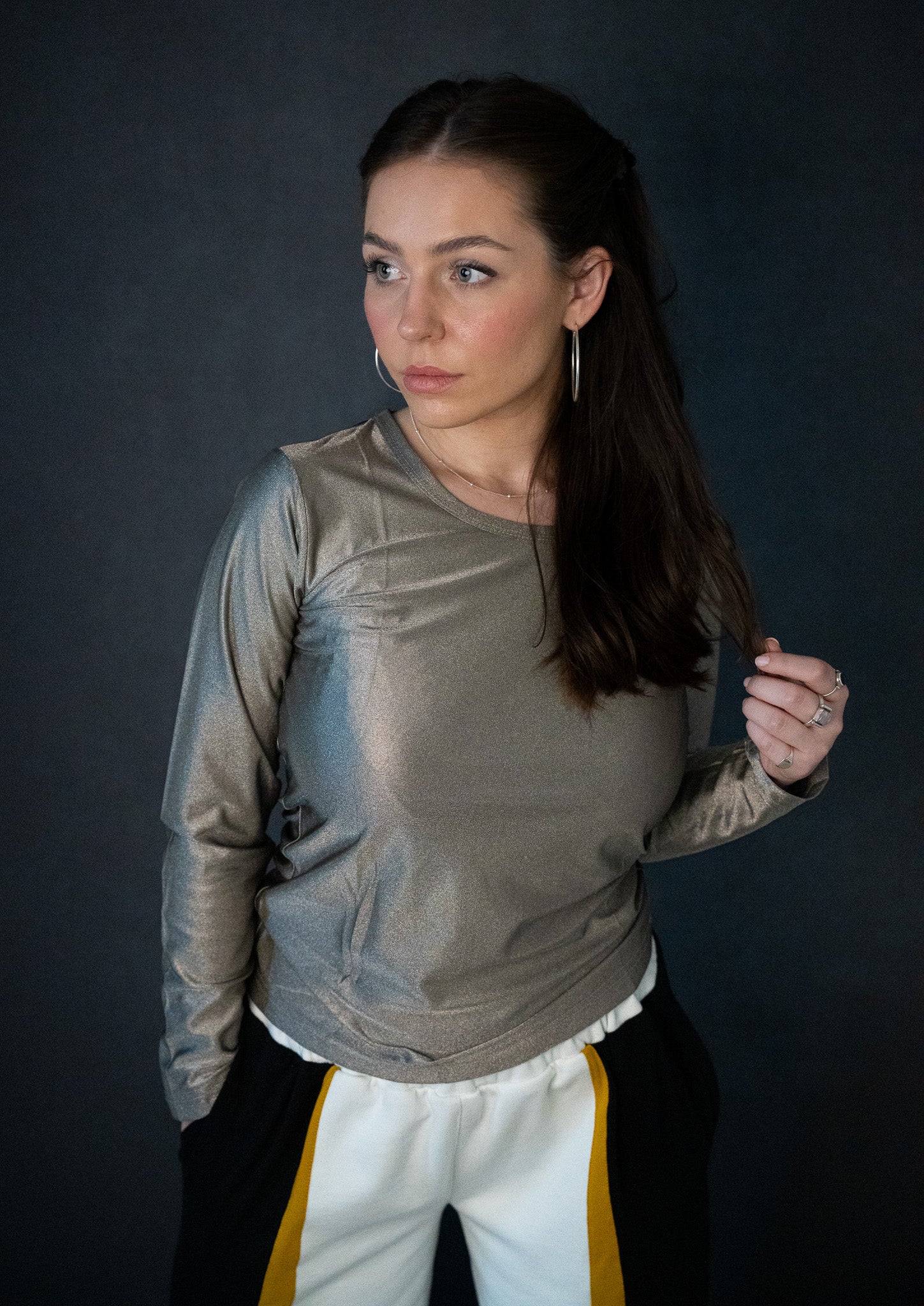 Collection of Silver Disco EMF Protective Lounge Wear in a gallery layout